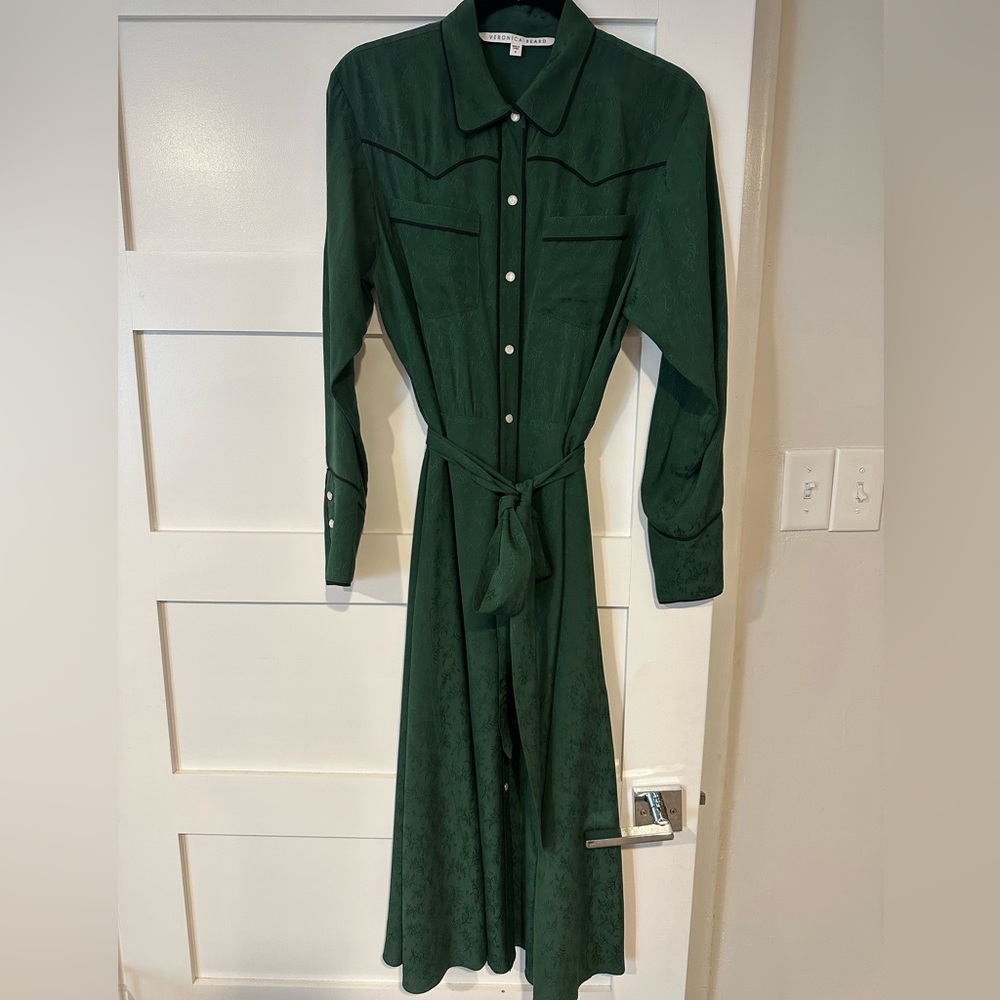 Veronica Beard Dark Green Long Sleeve Western Style Dress Size 4